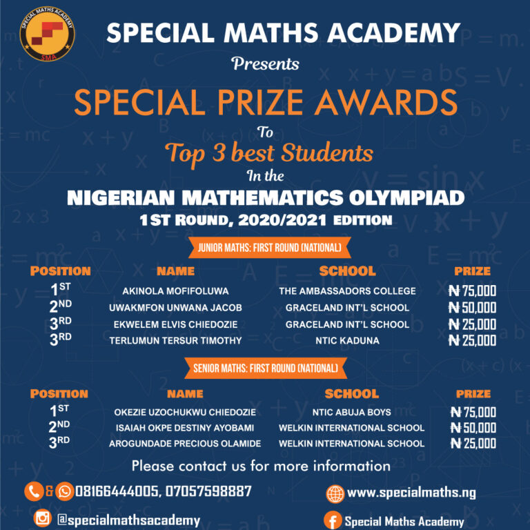 SMA presents WINNERS of the NMC Olympiad 1st Round, 2020/2021 Edition Special Awards